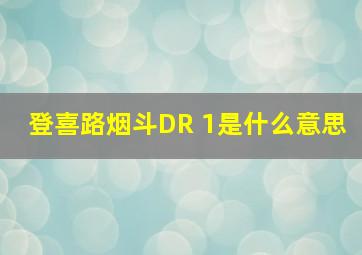 登喜路烟斗DR 1是什么意思